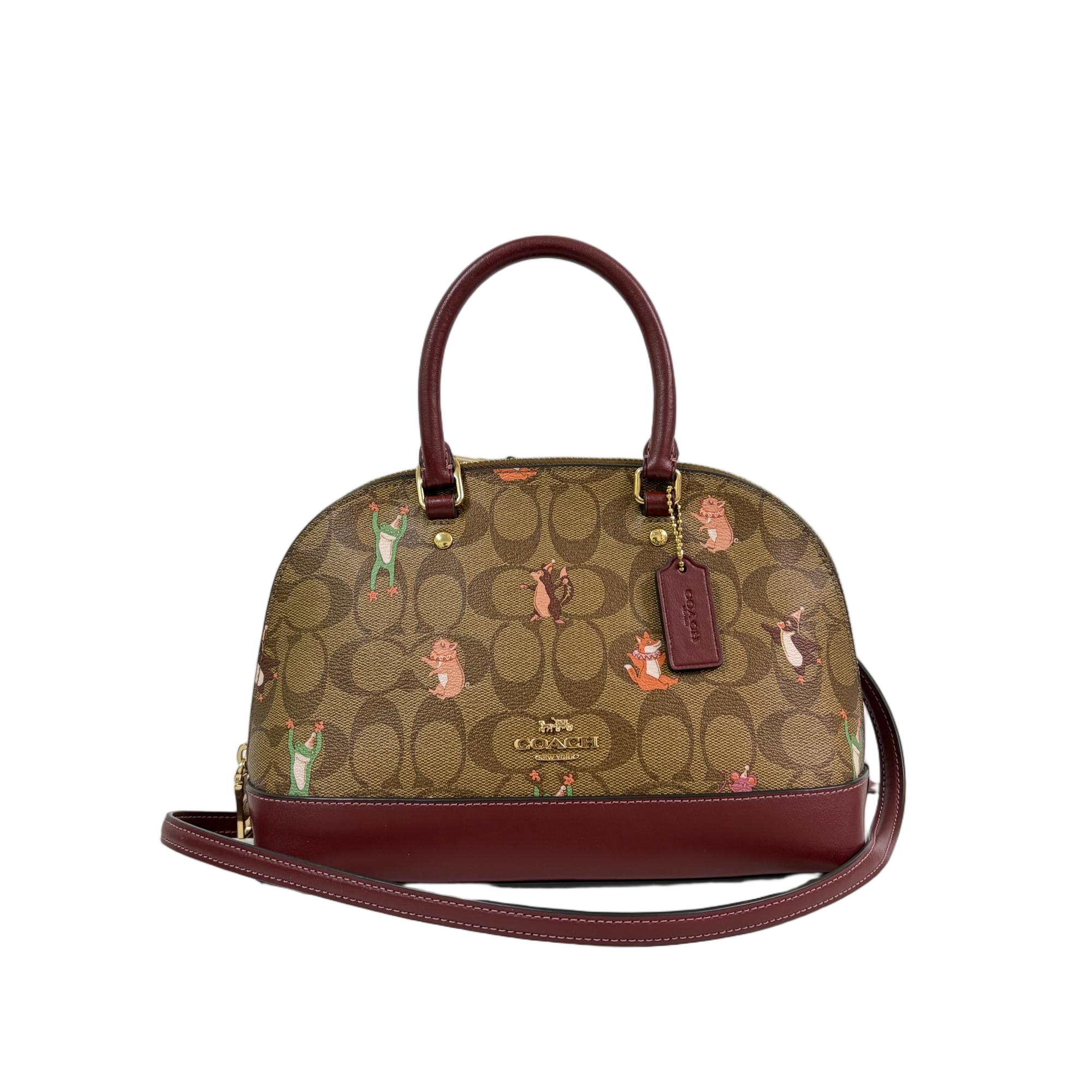 95新 COACH/蔻驰 经典老花PVC拼皮手提斜挎贝壳包 XY-60145