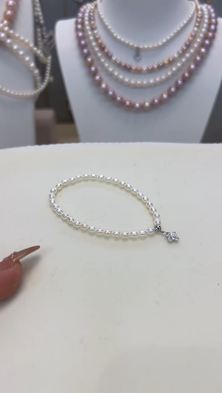 【闪购商品】淡水珍珠手绳银S925镶嵌米珠手链