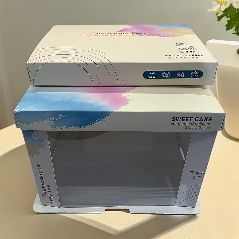 餐具盒半透明蛋糕盒网红盒子6寸8寸10寸12寸半透明手提单双送