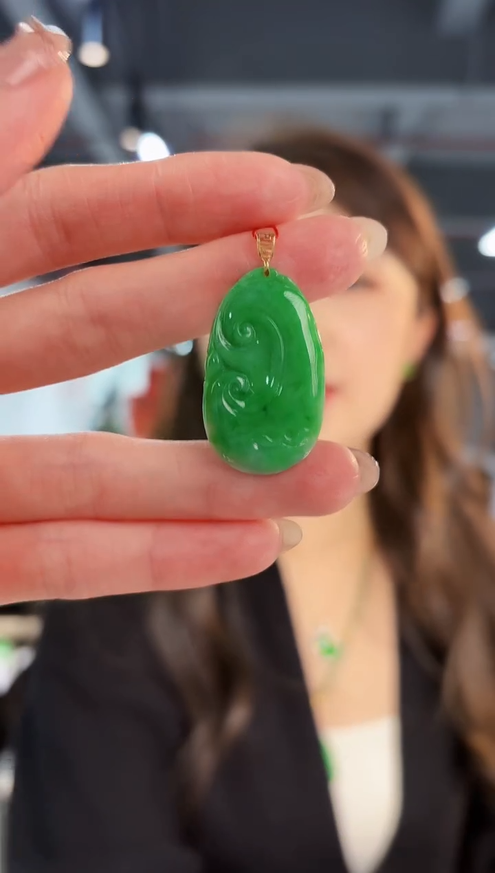 【闪购商品】翡翠颈饰18K金镶嵌缅料A货/支持复检/一件