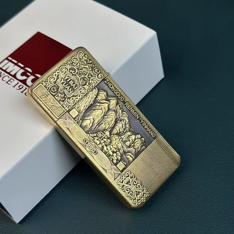 IMCO 超薄 紫铜镶嵌 百元  4900 打火机 狼王