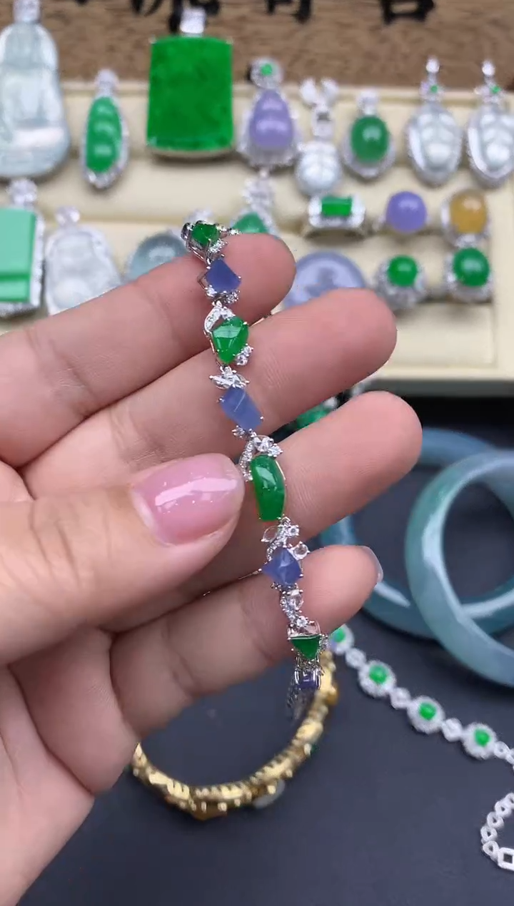 【闪购商品】翡翠手串18K金镶嵌486-中国好珍宝