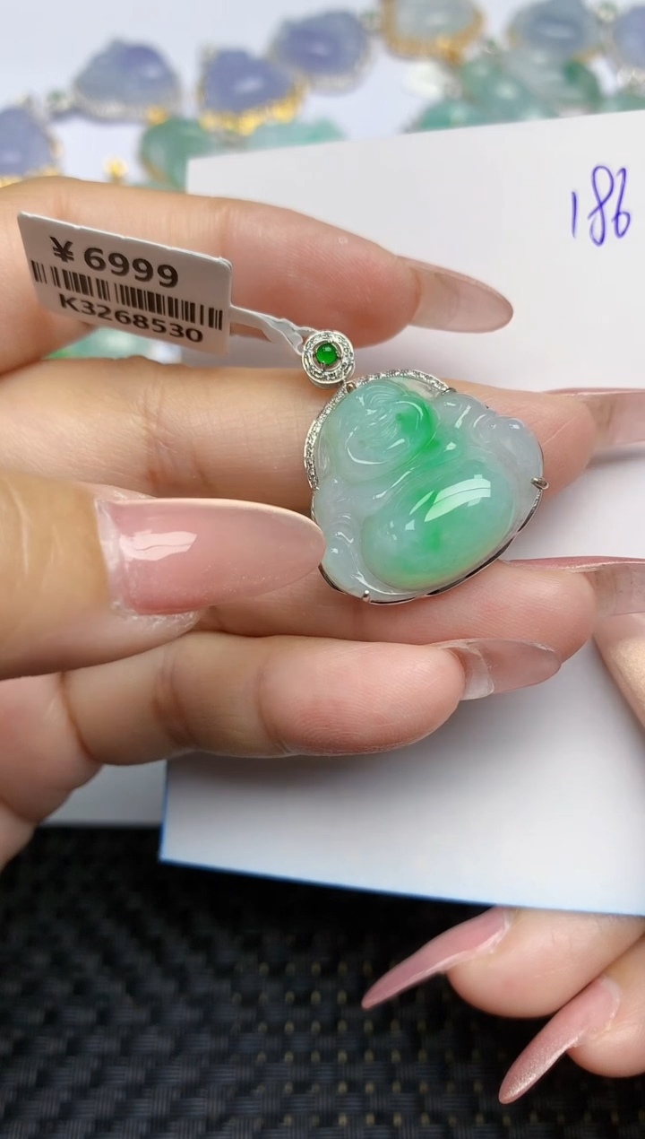 【闪购商品】翡翠颈饰18K金镶嵌天然A货翡翠 186