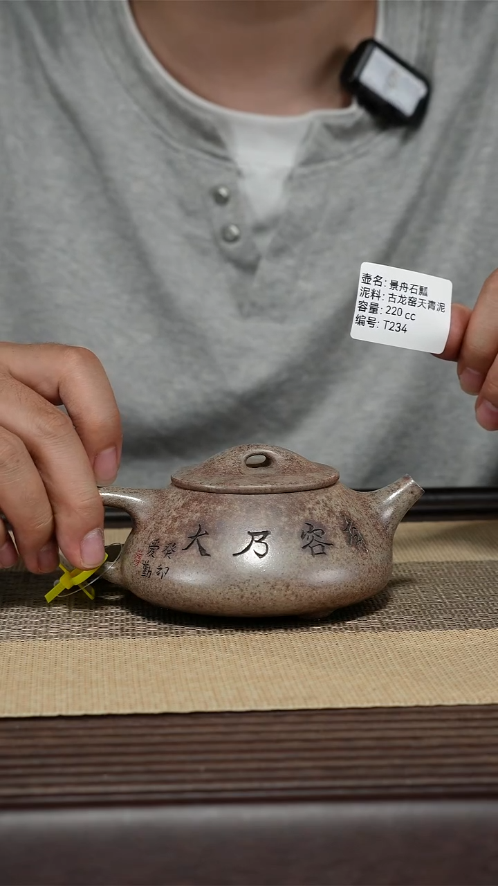 紫砂茶壶T234 古龙窑柴烧 景舟石瓢 220cc