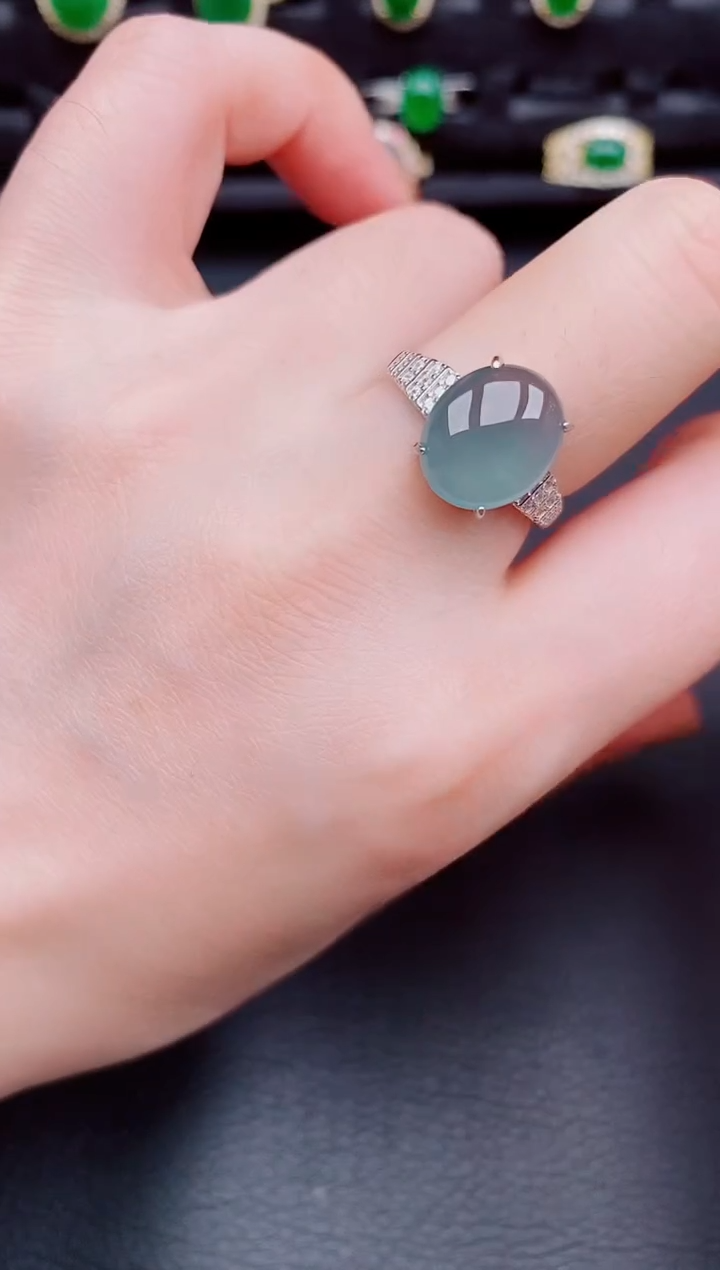 【闪购商品】翡翠戒指银S925镶嵌天然a货翡翠328