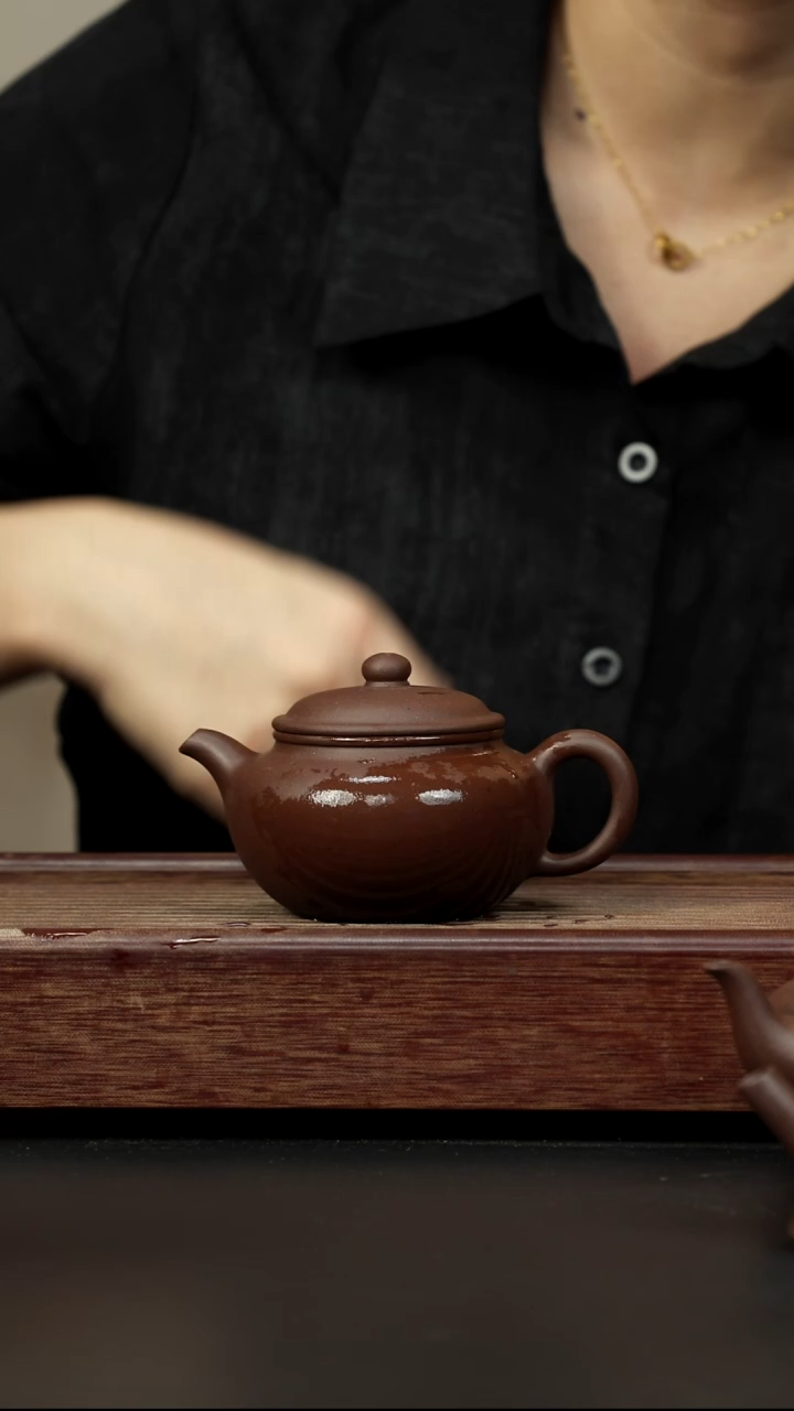 紫砂茶壶老紫泥 永福莲子