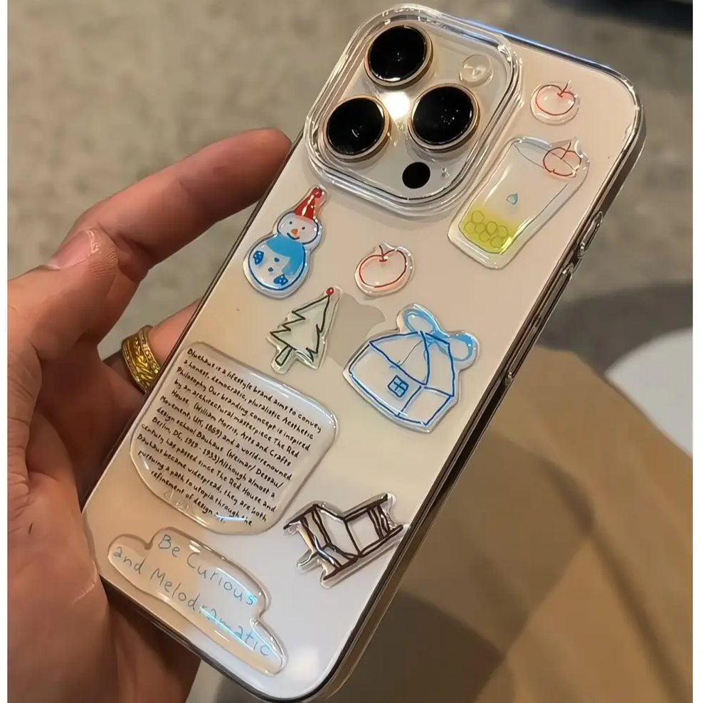 DIY雪人适用苹果iphone小米15/14/13pro防摔vivo华为oppo手机壳女