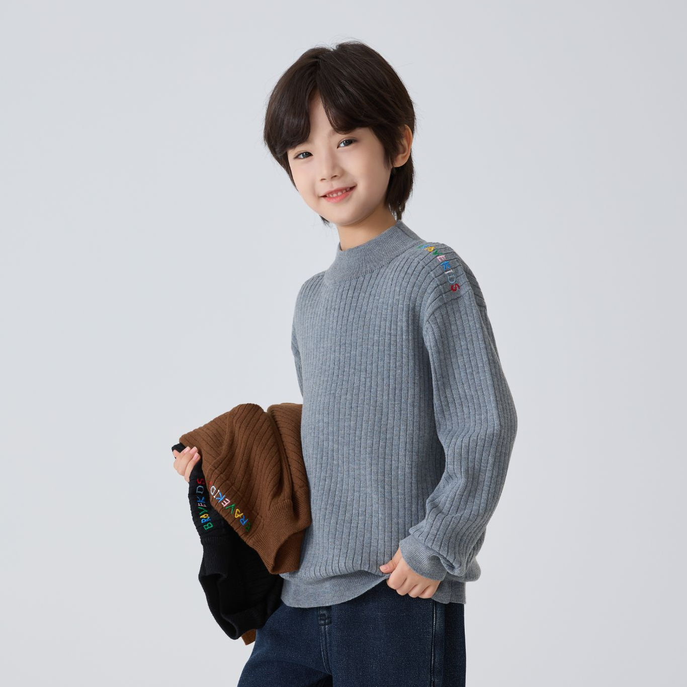 【小肩章】海妈家男童秋冬款儿童针织衫新款圆领毛衣童装|H5DP08
