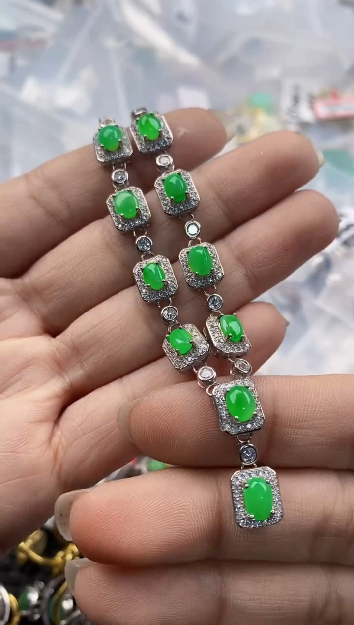 银S925镶嵌戒指翡翠333---8