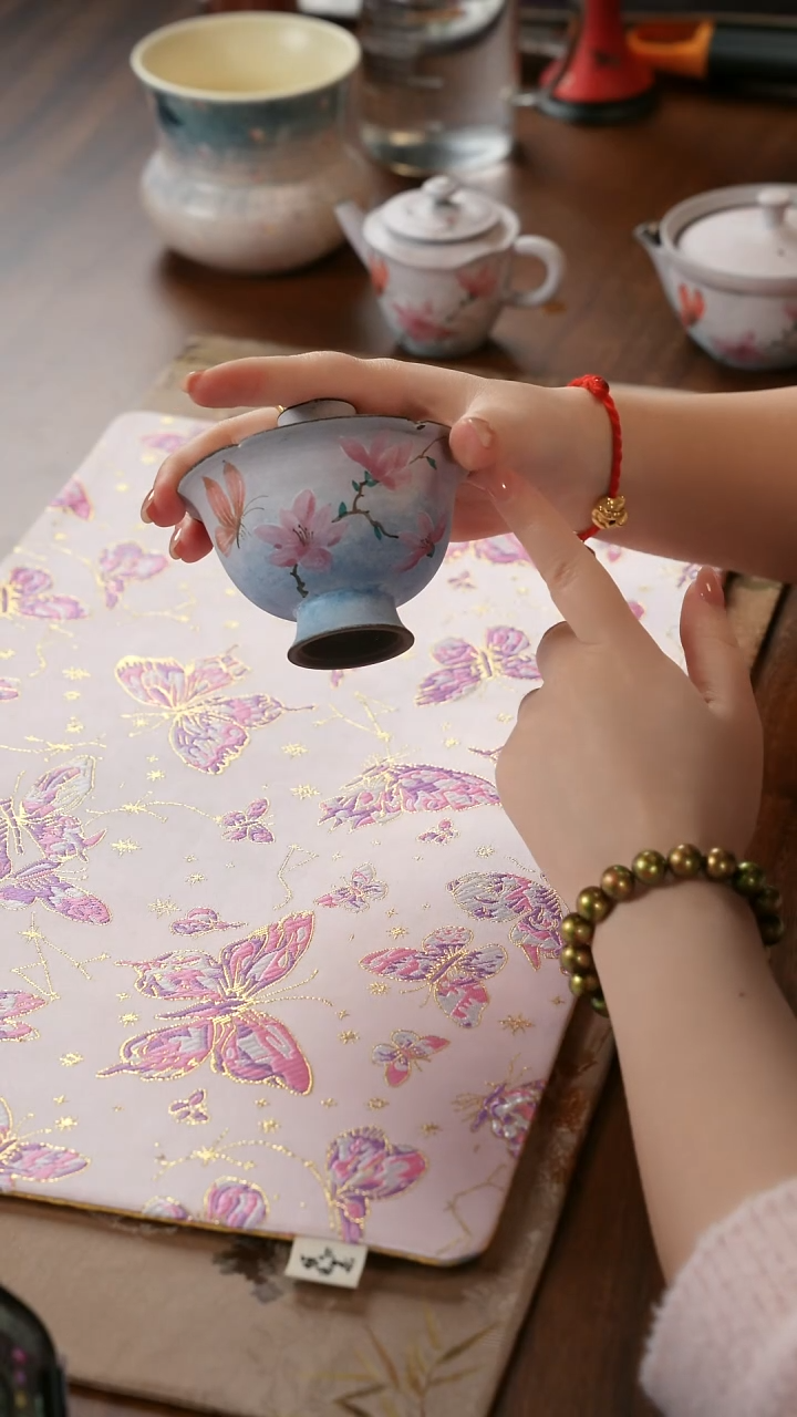 青云茶斋陶瓷茶具玉兰娇高足盖碗