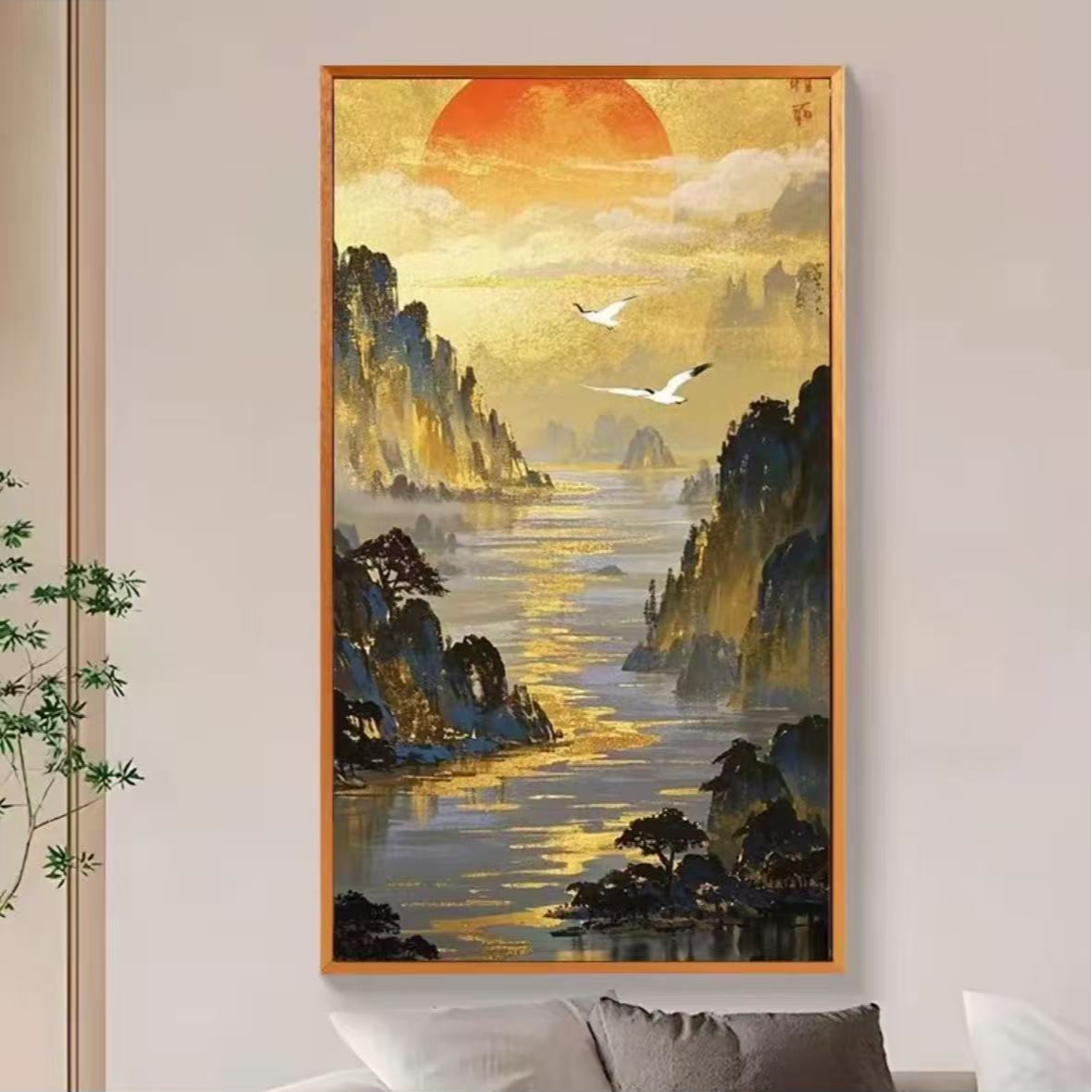 【大尺寸金墨山水】DIY数字油画红线条手工涂鸦解压治愈丙烯装饰画