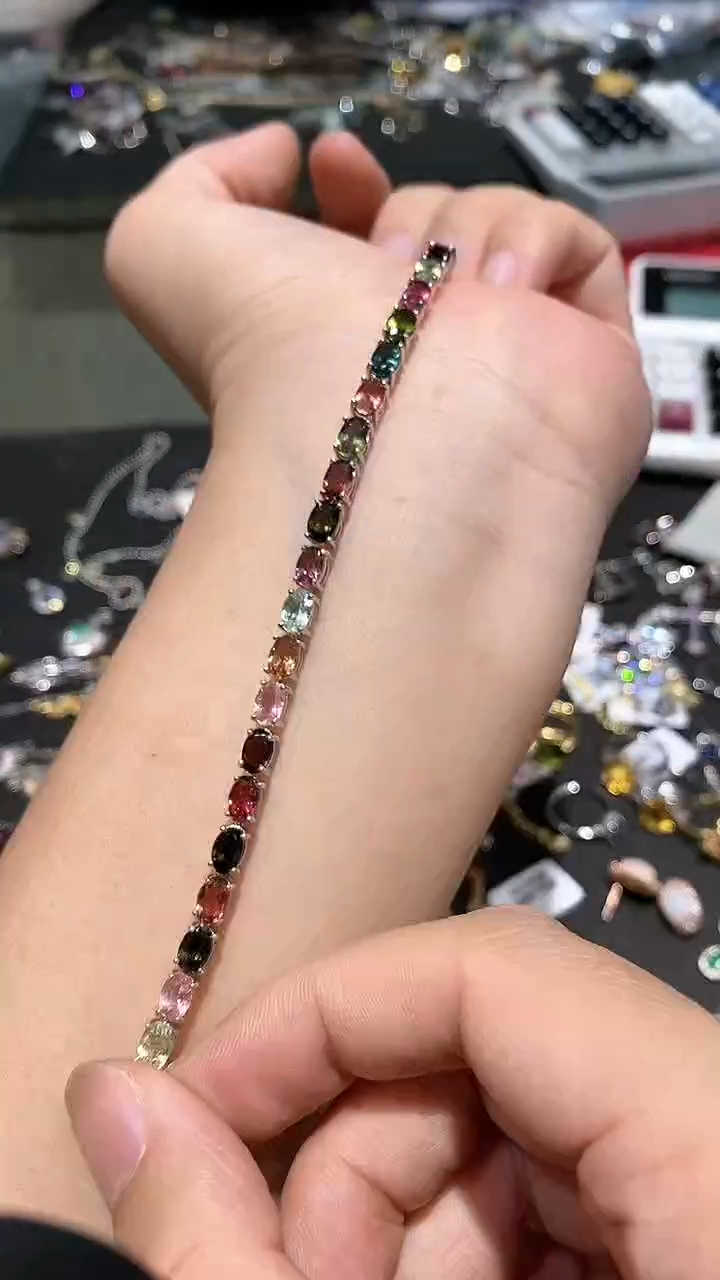 【闪购商品】手链银S925镶嵌碧玺手链