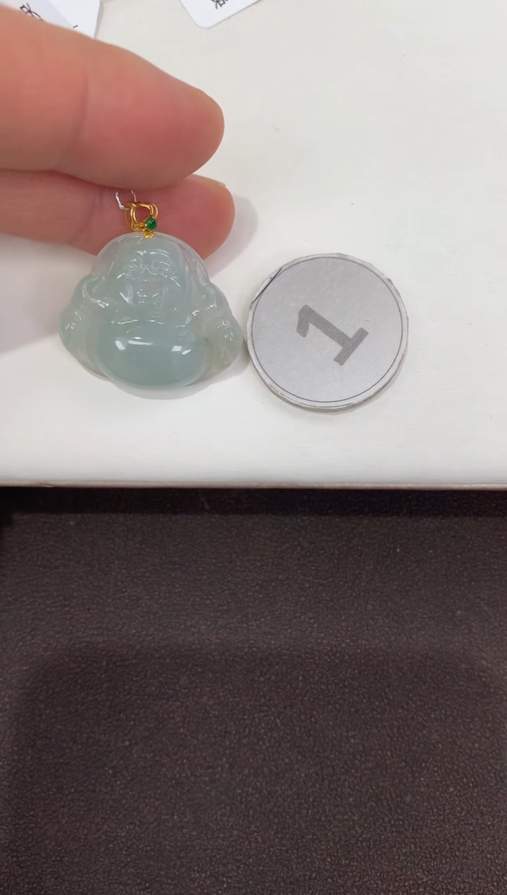 颈饰18K金镶嵌翡翠天然缅甸A货翡翠