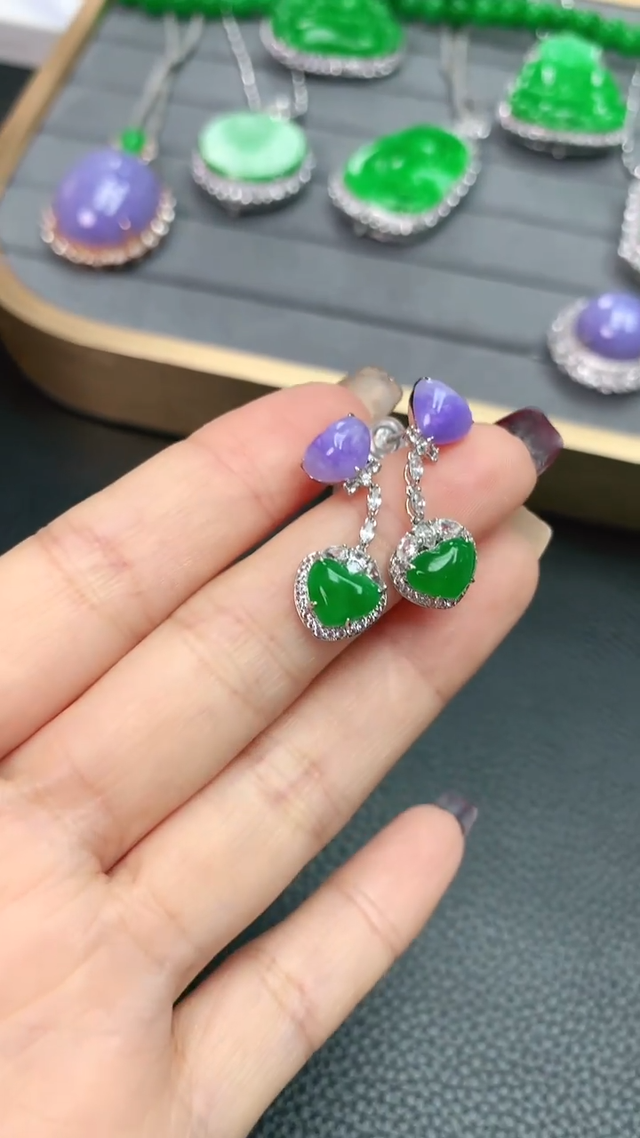 【闪购商品】翡翠耳饰18K金镶嵌赠礼盒证书