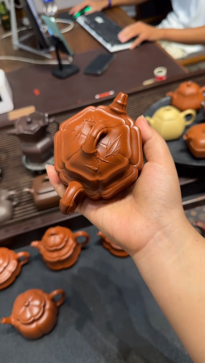 茶壶紫砂u****5六方海棠双线竹鼓