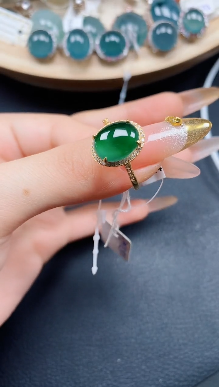 【闪购商品】翡翠戒指银S925镶嵌翡翠