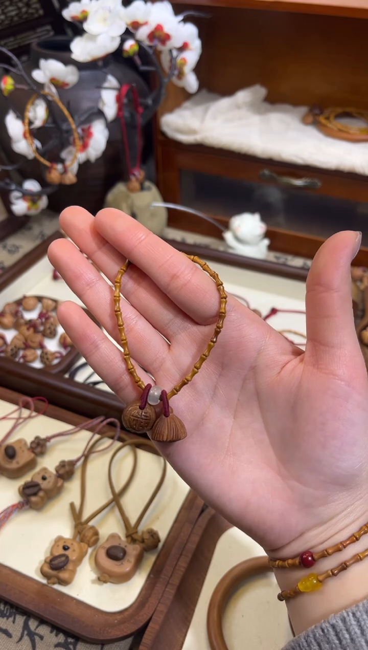 手串桃核【桃缘行】竹节「福气莲莲」桃核辟、挡、驱、护 备注手围