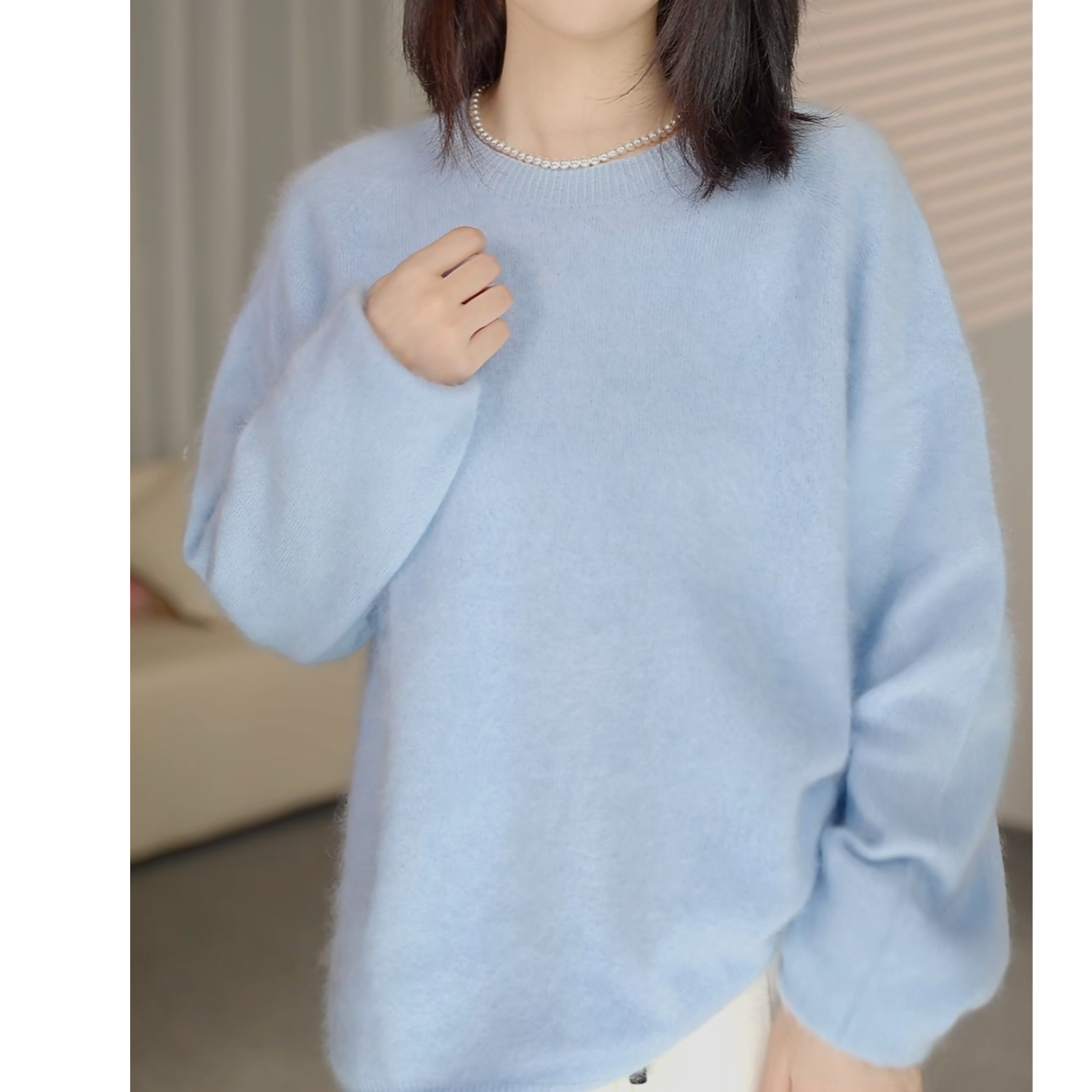 圆领宽松显瘦百搭慵懒韩版羊毛衫无缝一体YF1015