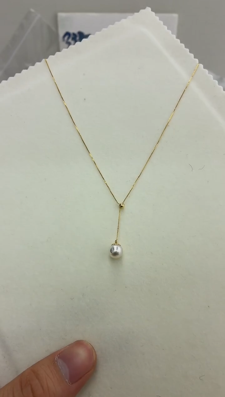 18K金镶嵌DA海水珍珠akoyaY链7-8 BQ101