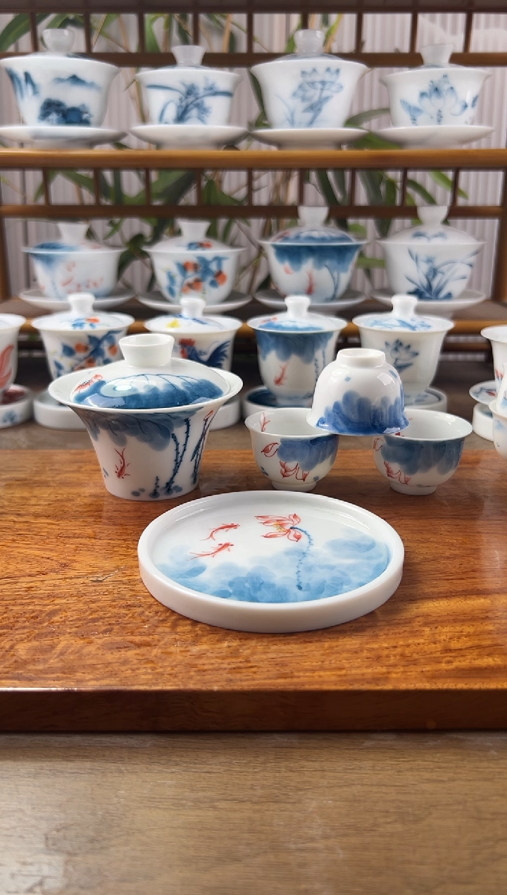 林*全品线条莲二才马蹄+美人杯6个+中壶承