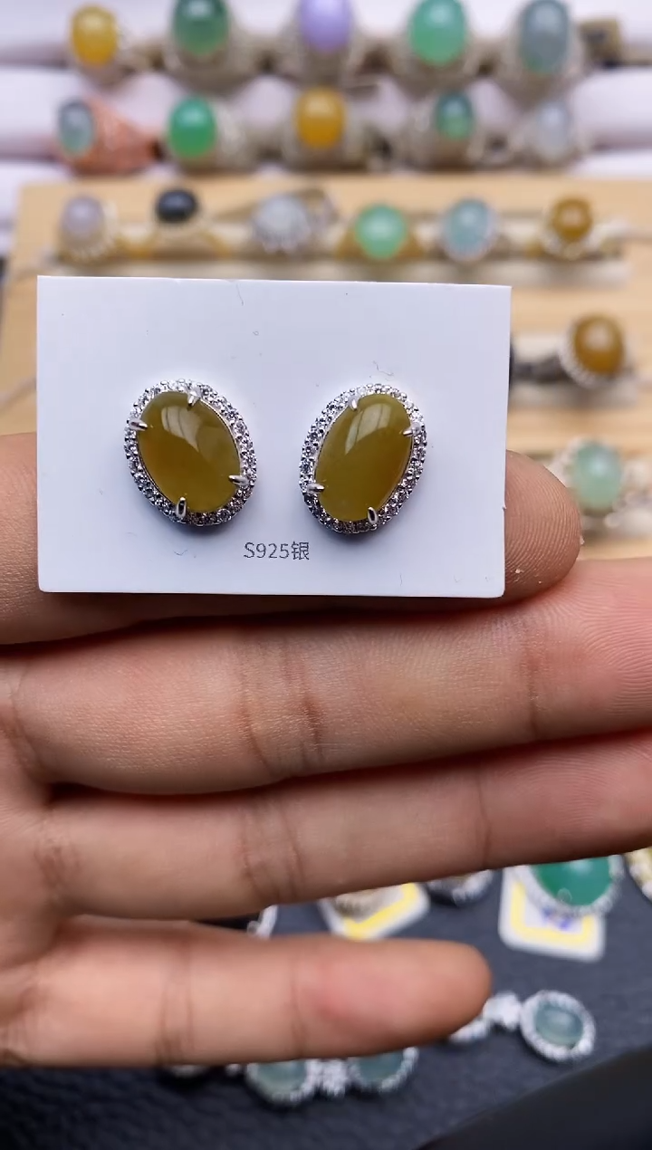 【闪购商品】翡翠耳饰银S925镶嵌/0002