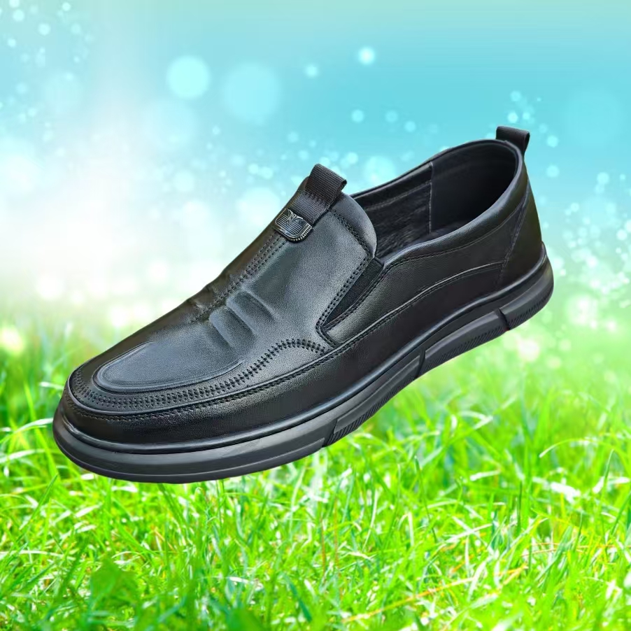 2025男士休闲鞋休闲皮鞋时尚透气防滑老人软底舒适牛皮爸爸鞋8753