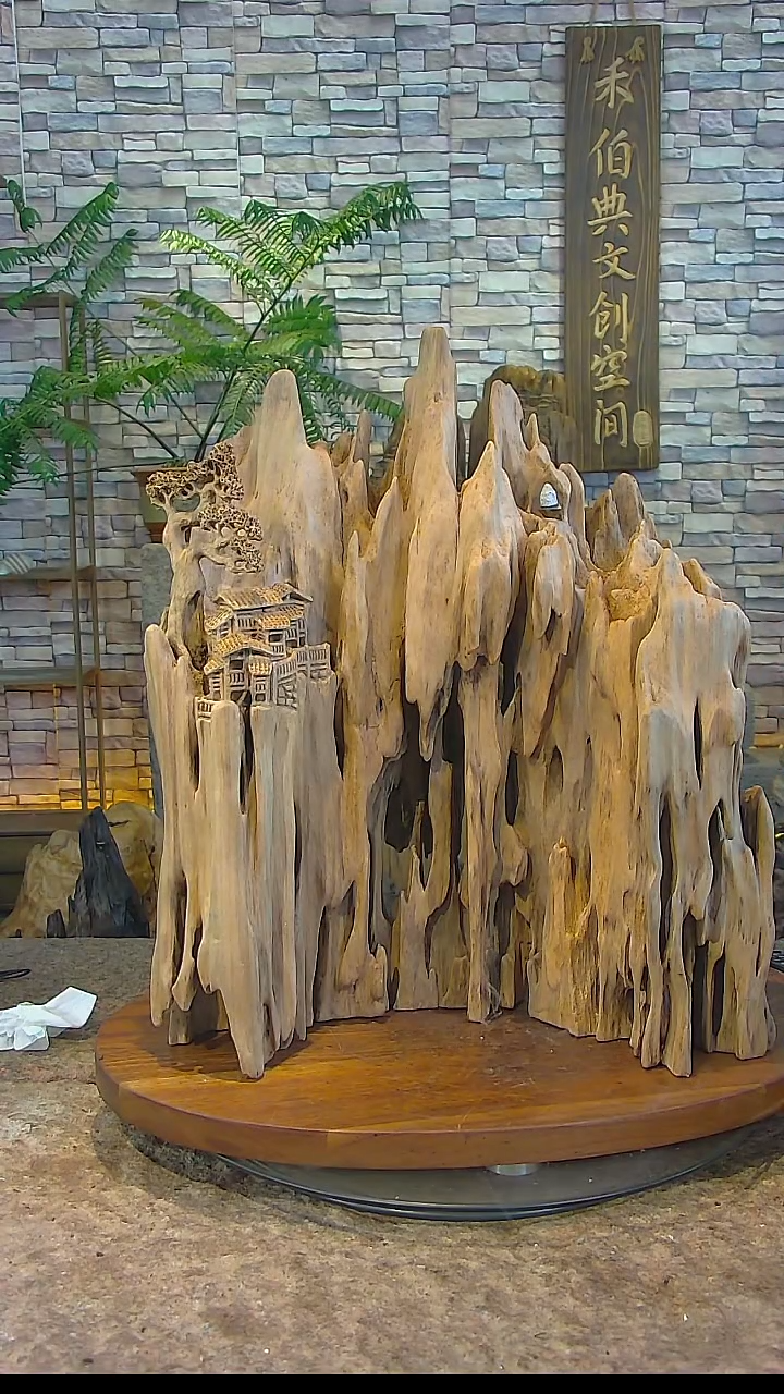 木香樟木山水摆件