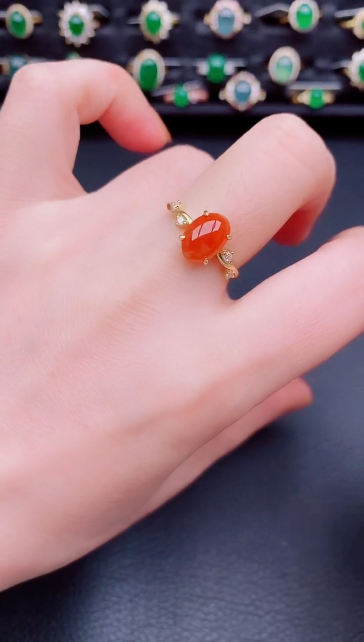 【闪购商品】翡翠戒指银S925镶嵌天然a货翡翠19