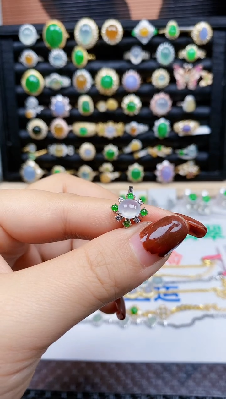 银S925镶嵌戒指翡翠213