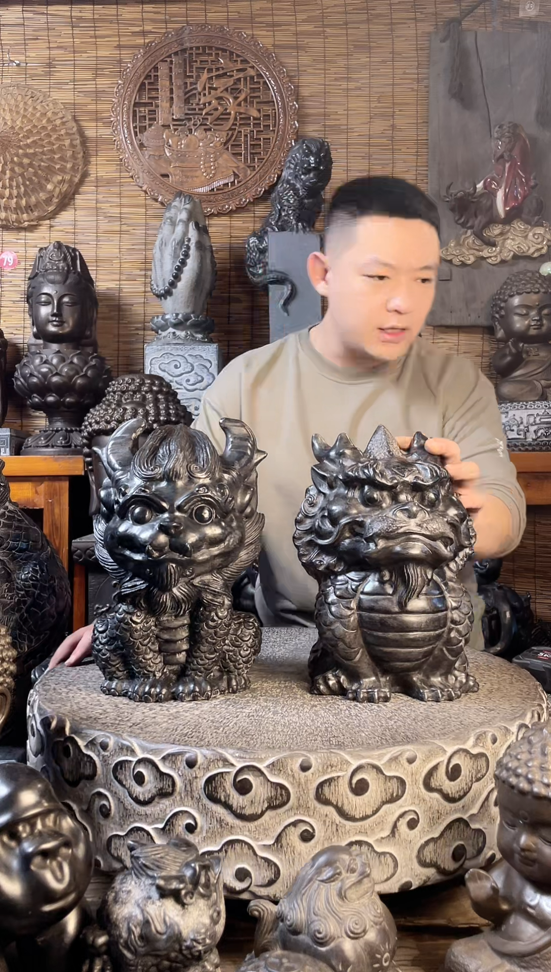 【闪购商品】30带角Q版麒麟+30Q版麒麟天然青石