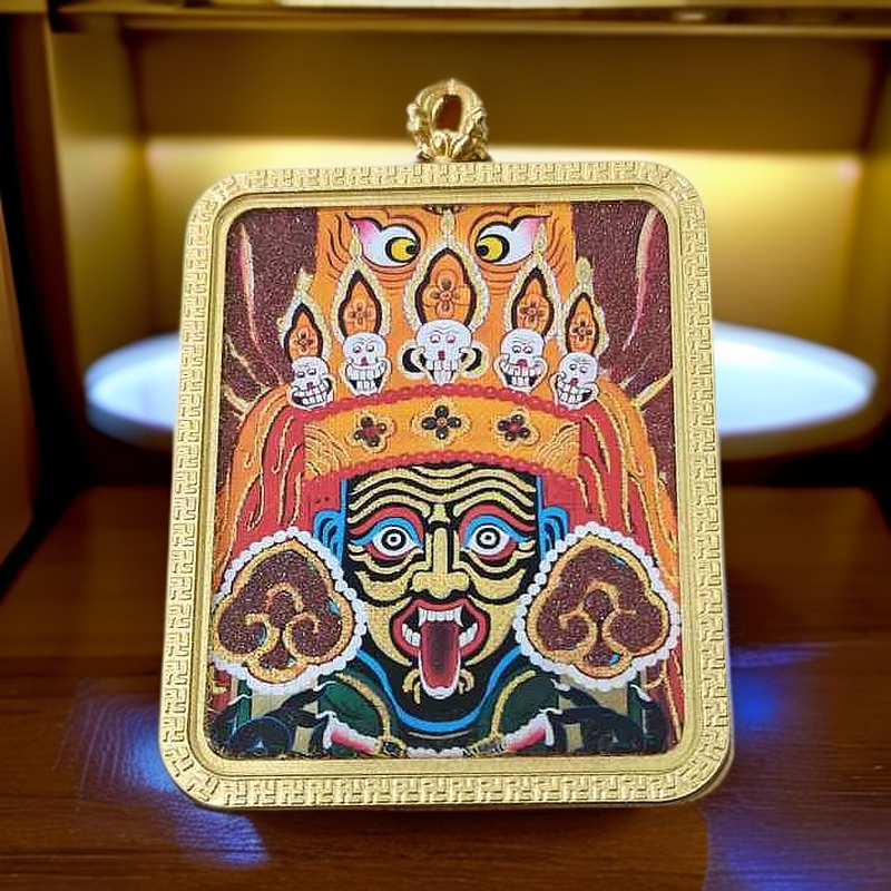 藏式手绘描金填砂扎基拉姆唐卡 穿绳-520804