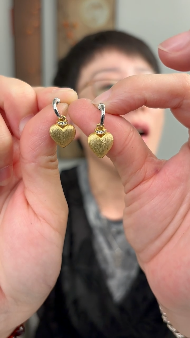 无925银纯银耳饰金心形16