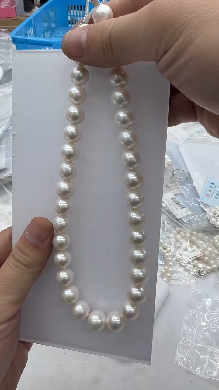 项链银S925镶嵌淡水珍珠11-13mm 山茶花-孤品