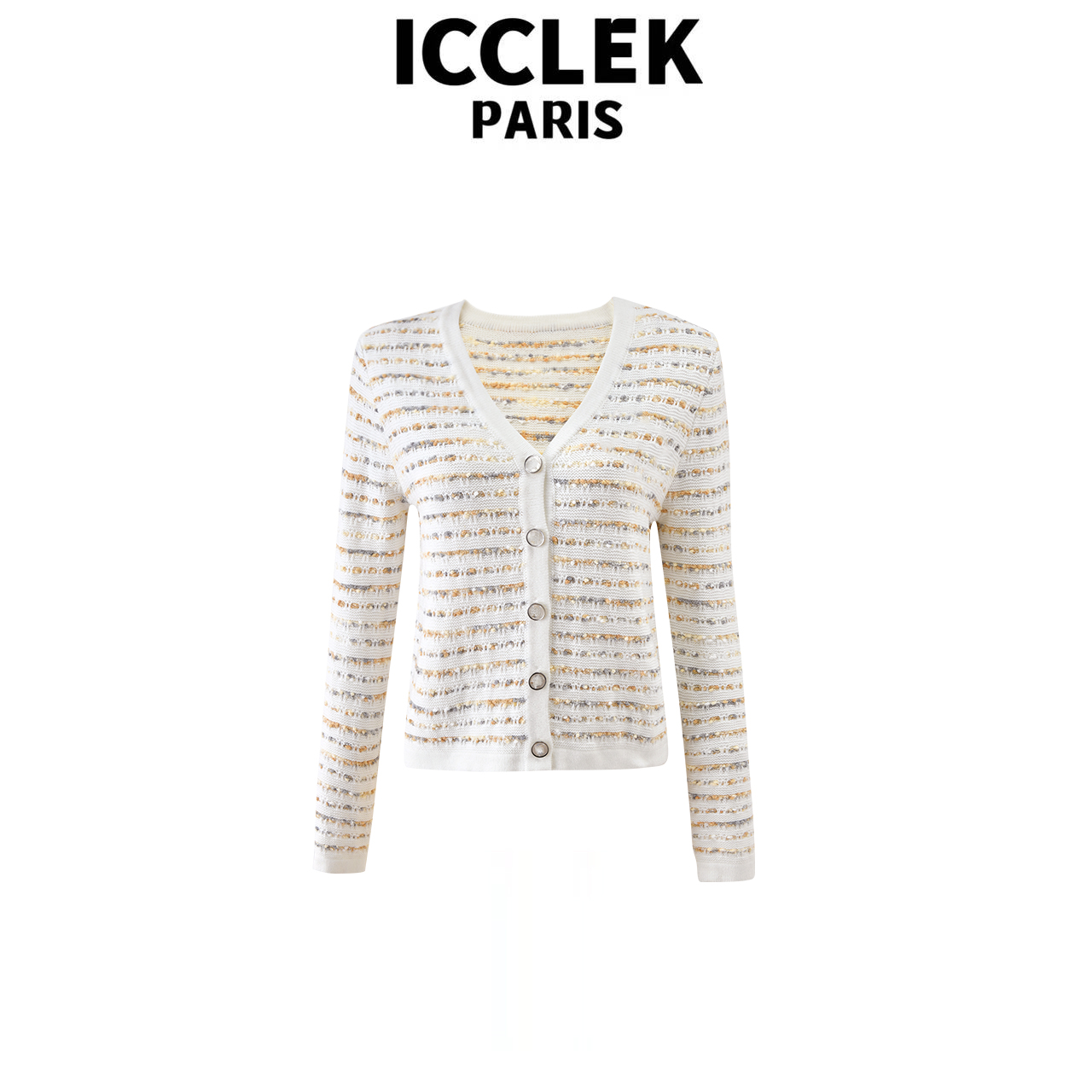 XY 早秋V领碎花气质轻奢名媛显瘦圆领百搭减龄外套上衣 -5954