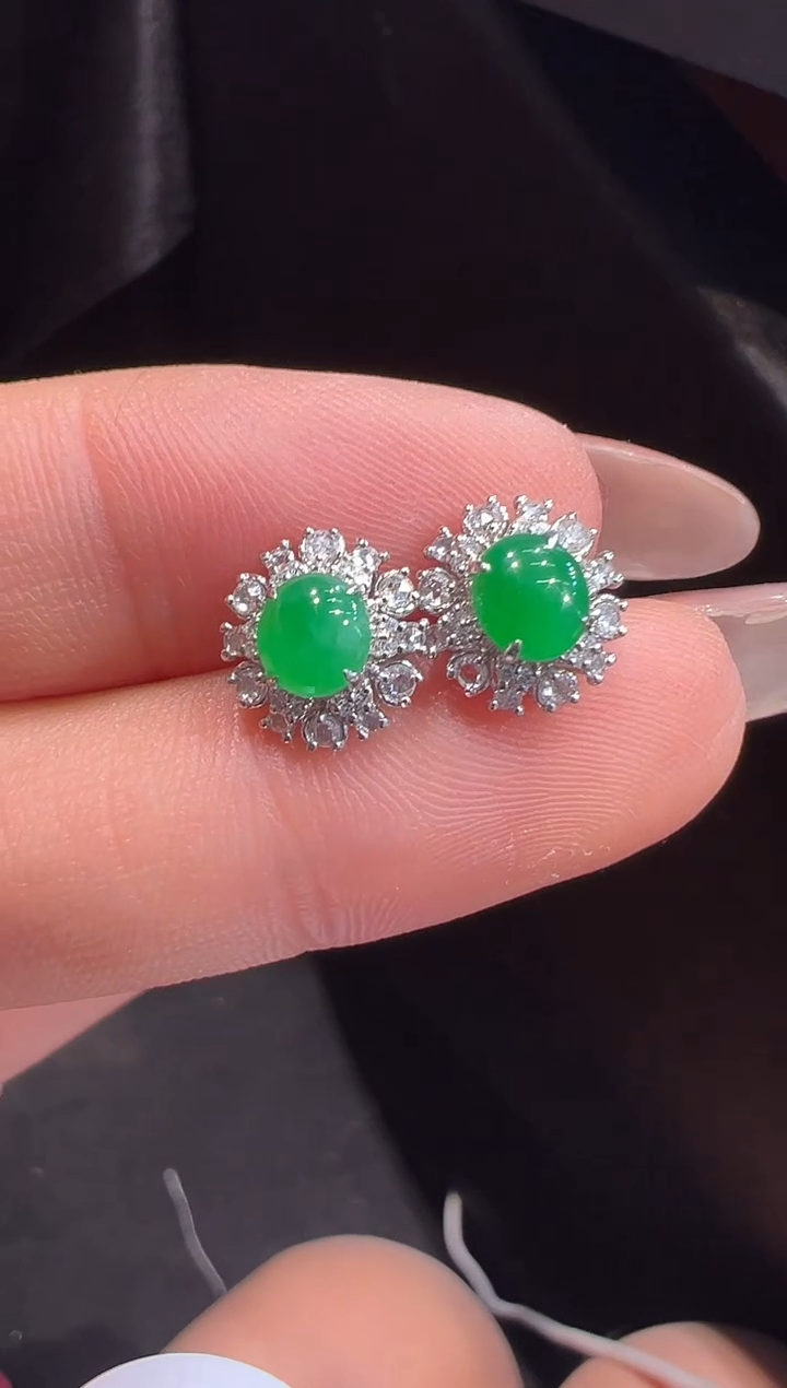 18K金镶嵌翡翠耳饰C****陳耳饰