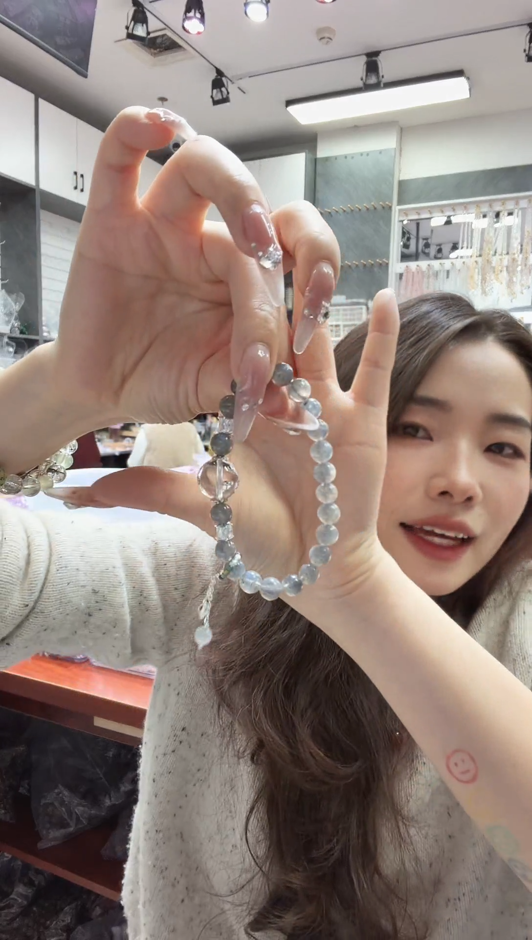 未镶嵌手链水晶灰月光手串