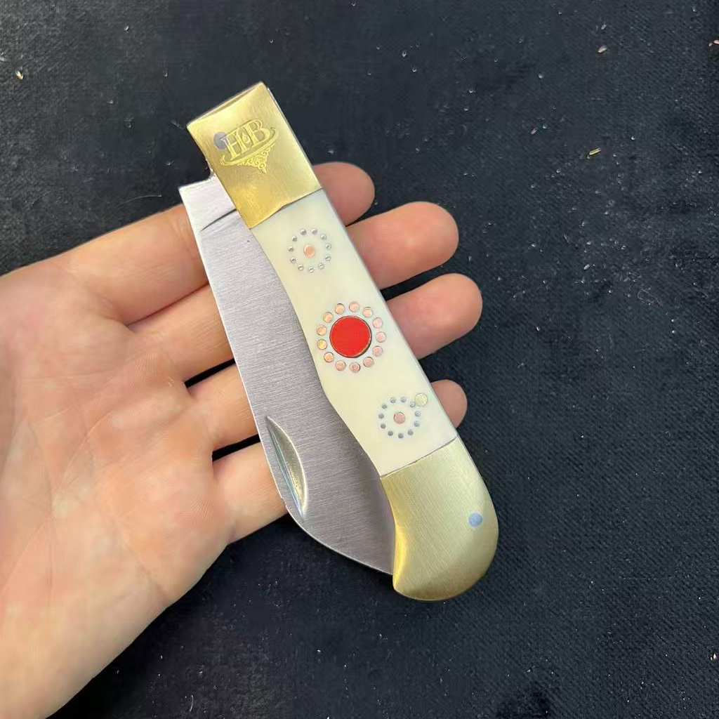 纯手工折叠小刀22cm太阳花荪头/未开刃非管制刀具