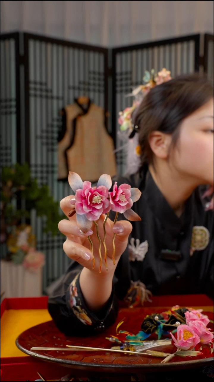 刺绣4齿发梳 非遗苏绣绒花