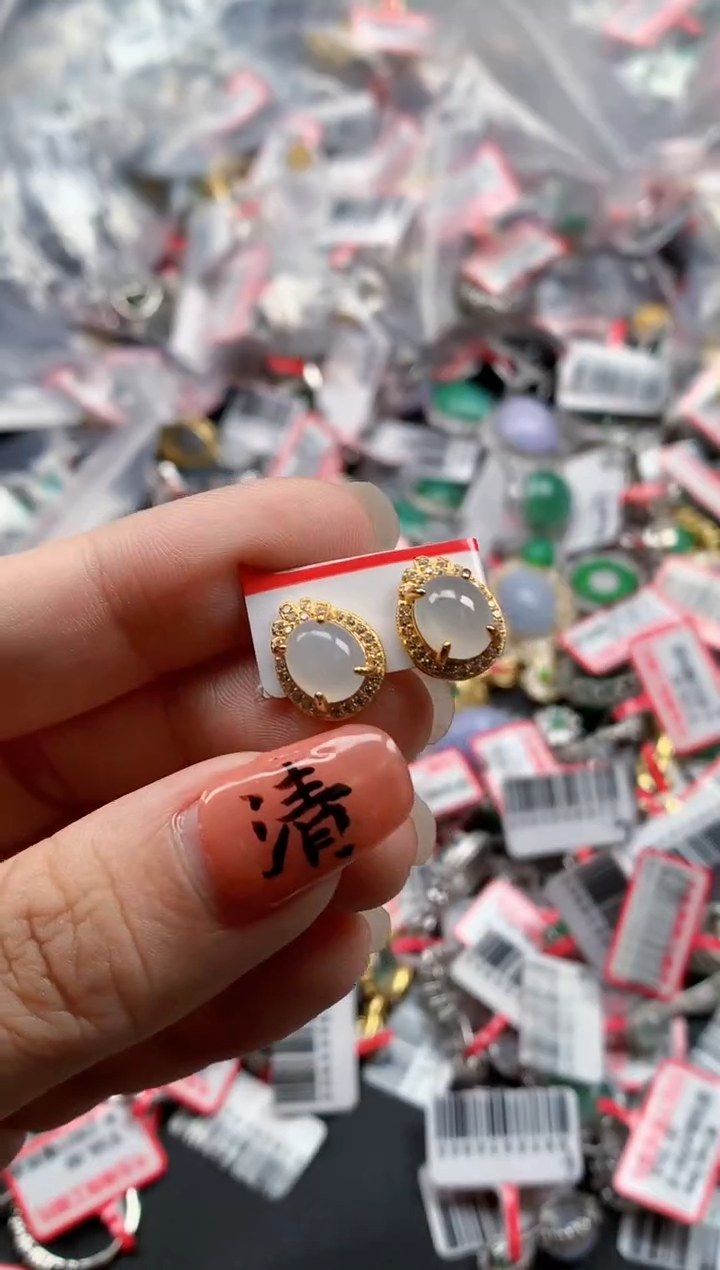 银S925镶嵌戒指翡翠天然A货缅甸翡翠