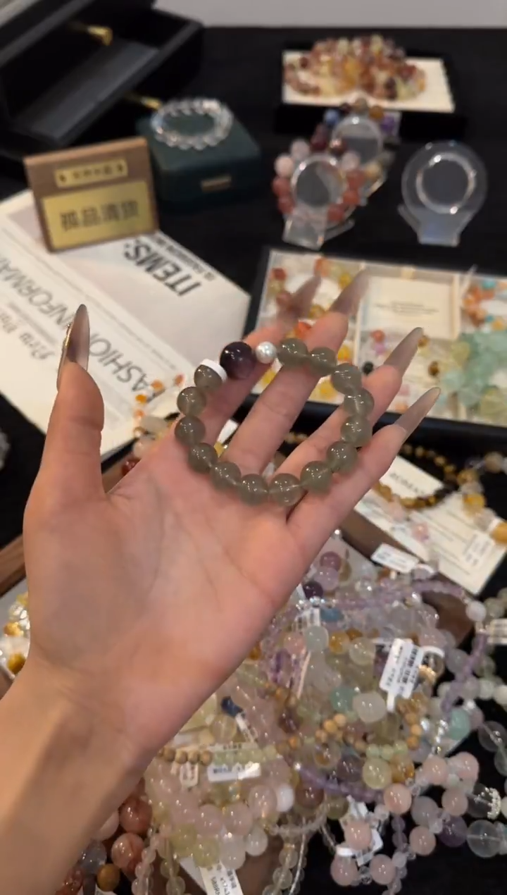 合金手链水晶绿草莓x3237