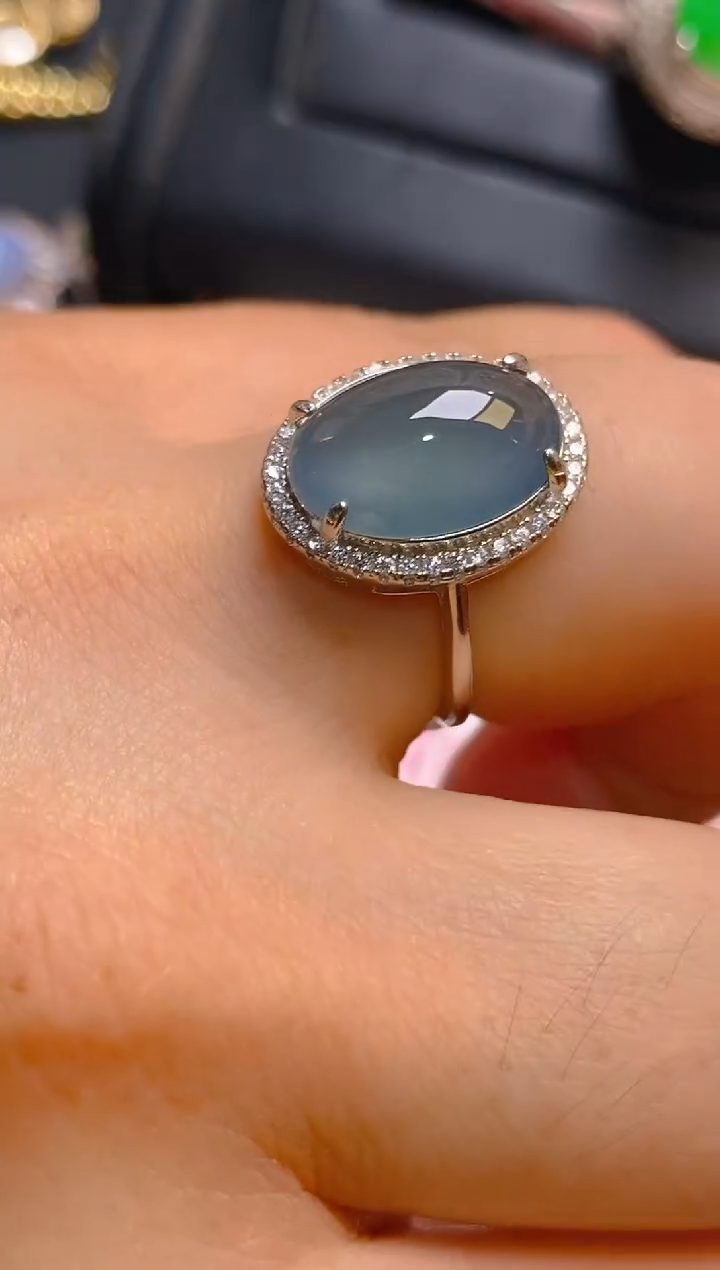 【闪购商品】翡翠耳饰银S925镶嵌天然A货翡翠1