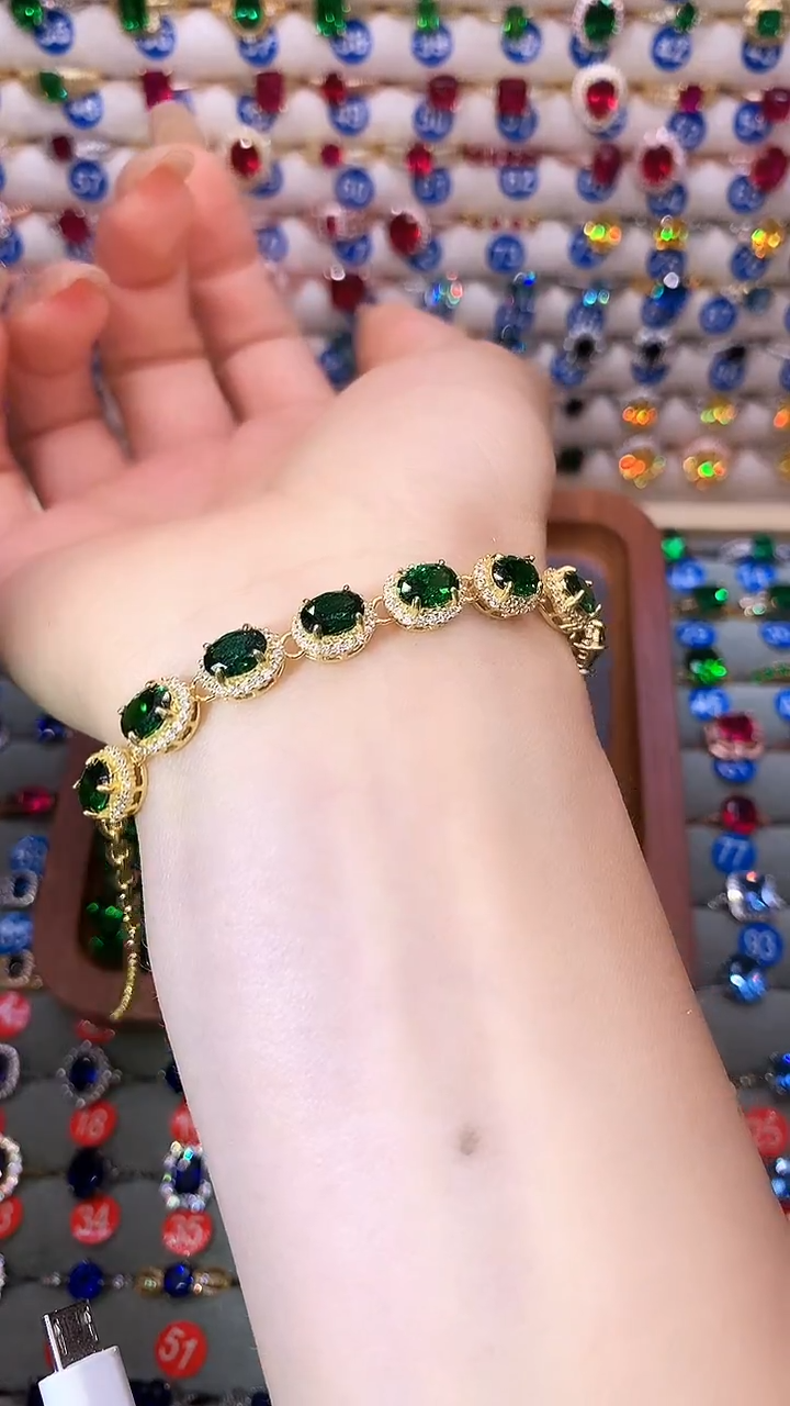 手链透辉石银S925镶嵌.......