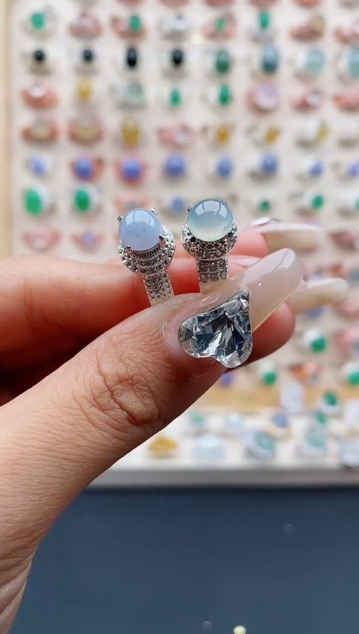 【闪购商品】翡翠戒指未镶嵌缅甸天然A货翡翠555  7+9