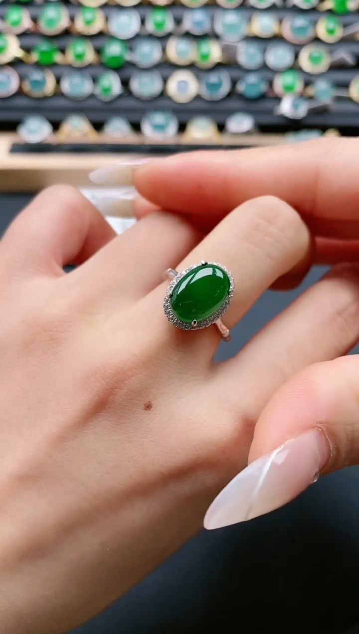 【闪购商品】翡翠戒指银S925镶嵌111111