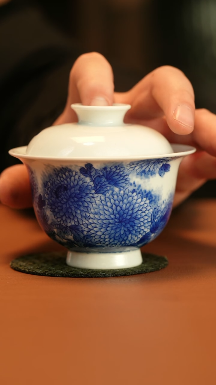 【闪购商品】满菊花盖碗盖碗垂虹万方