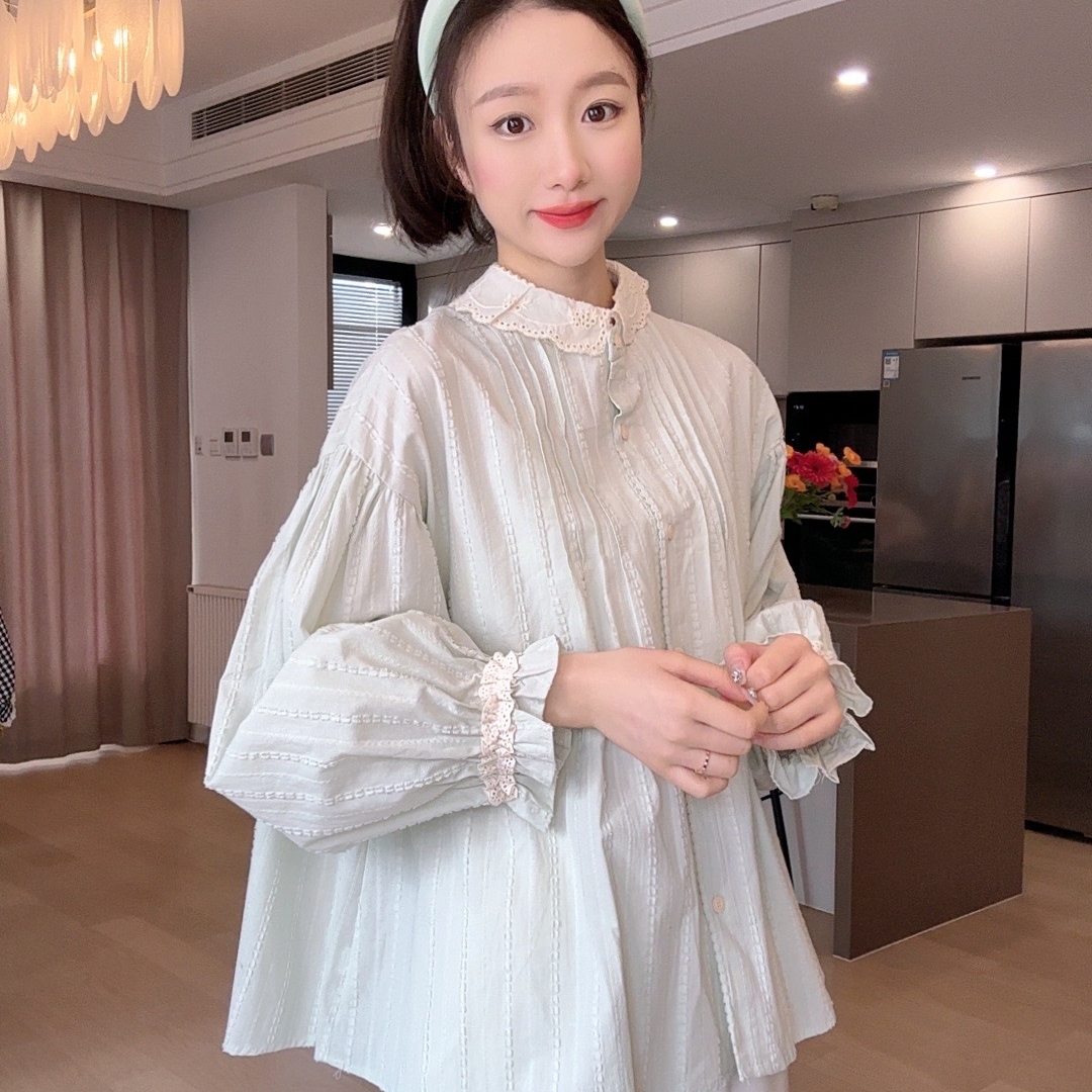 小玉推荐《提花风琴》竖纹翻领衬衫