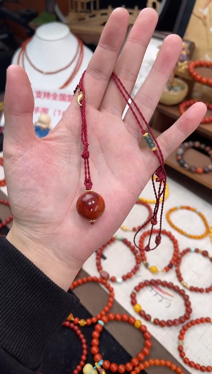 项链未镶嵌南红玛瑙2.0南红牛血火焰纹项链QF-D35（多样性发一）