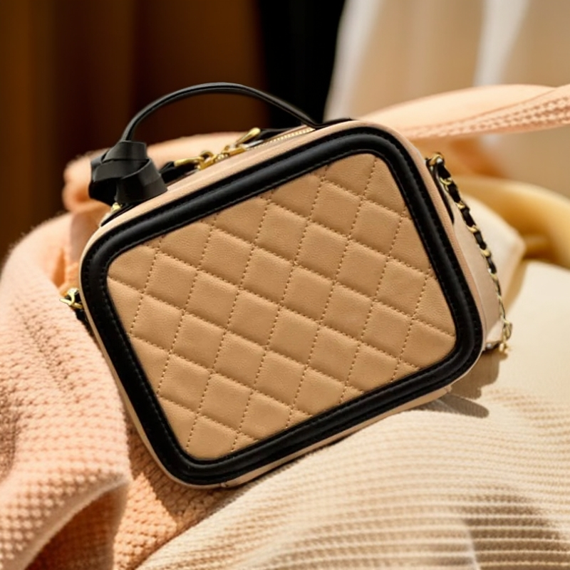 古丽排日同款百搭手提包黑白色女士包