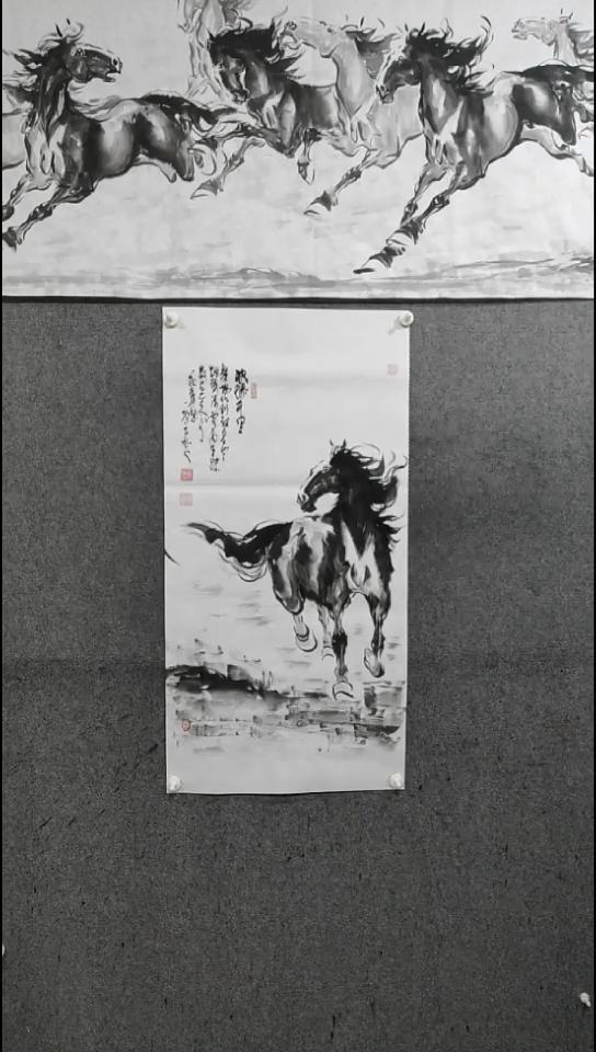 国画水墨写意单骏马图