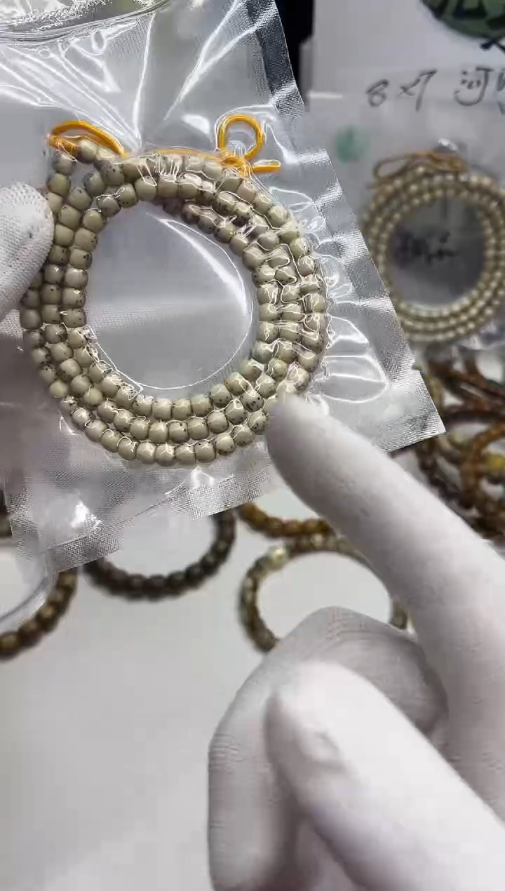 星月菩提手串115 石玉料氧化108脖挂6*5mm